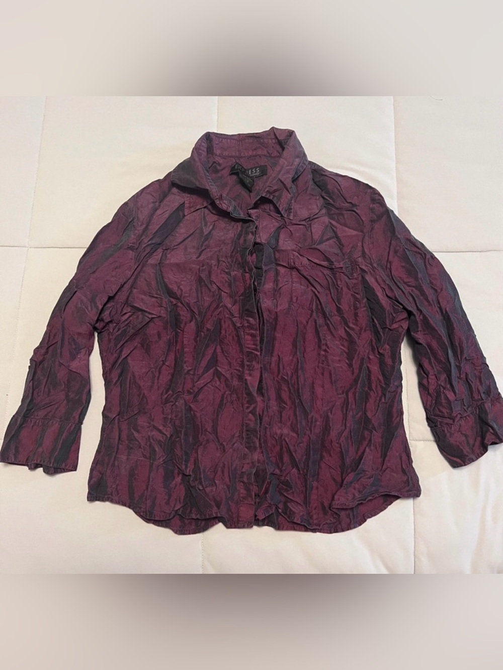 Express World Brand Vintage 100% Silk Iridescent Blouse -
Crushed Plum Goth Top